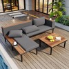 TIRAMISUBEST L-Shaped Acacia Wood Patio Set - 5-Piece Outdoor Sectional with Removable Cushions, Coffee Table & Side Table,Gray - 4 of 4
