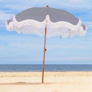 Captiva Designs 7ft Fringed Elegant Valance Crank Tilt Patio Market Umbrella - 1 of 4