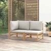 vidaXL Patio Furniture Set - 2 Piece Loveseat Sofa w/Light Gray Cushions, Bamboo Modular Design for Garden/Patio/Deck - 2 of 4