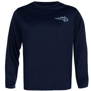 Mens Reel Life Long Sleeve UV Tee Fish Into The Sunset Bass Coral NEW