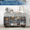 55" Sideboard Buffet Cabinet with Storage, Coffee Bar with Adjustable Shelves, 3 Drawers and 4 Minimalist Doors, Long Storage Cabinet for Kitchen - 4 of 4