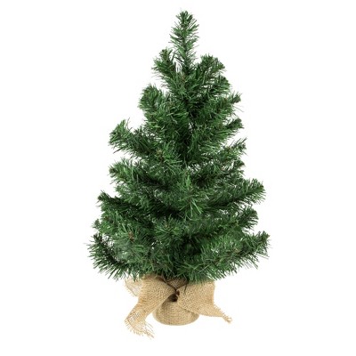 Northlight 1.5 FT Medium Traditional Green Mini Pine Artificial Christmas Tree in Burlap Sack - Unlit
