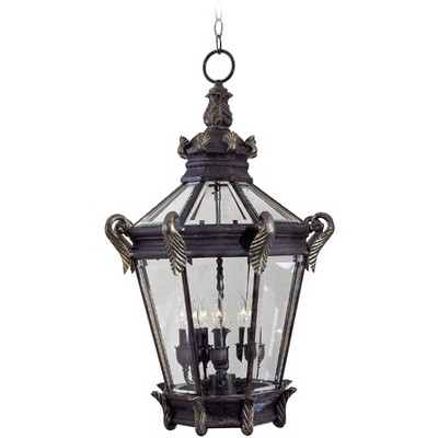 Minka Lavery Vintage Outdoor Hanging Light Fixture Heritage Bronze Damp Rated 30" Beveled Glass for Post Exterior Porch Yard Patio