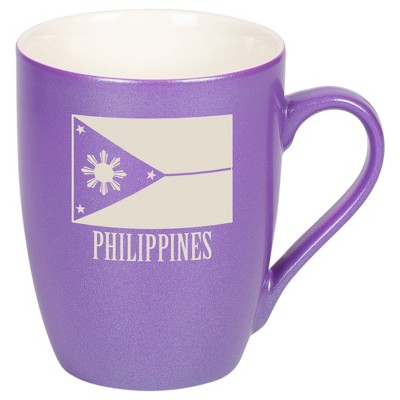 Elanze Designs Philippines Flag 10 Ounce Ceramic Laser-Etched Engraved Drinkware Mug, Metallic Passion Purple