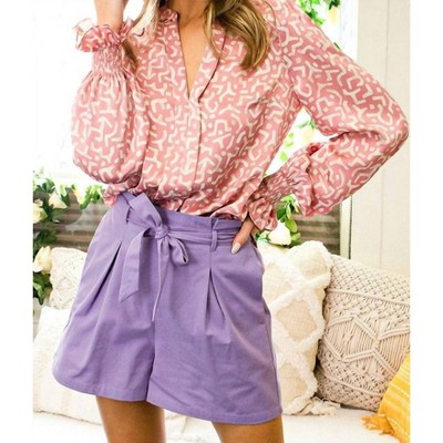 Women's HIGH WAIST PIN-TUCK DETAIL SHORTS - Vine & Love