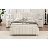 DOMETOUR Queen Size Velvet Upholstered Platform Bed Vertical Channel Tufted Headboard and Footboard, No Box Spring Needed, Beige - 3 of 4