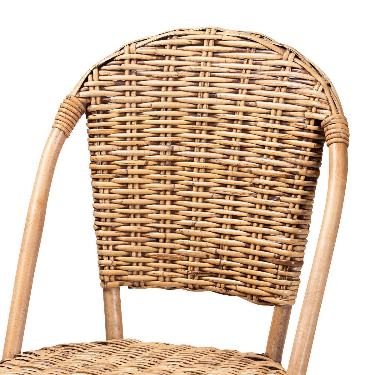 bali & pari Neola Natural Rattan Barstool Brown: Bohemian Style, Fixed Height, No Assembly Required - thumbnail 6