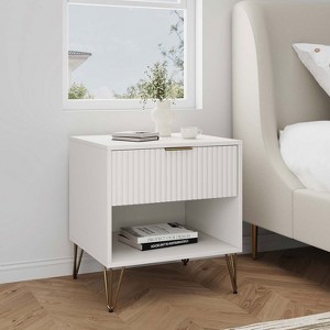KTMBDW Nightstand, Accent Bedside End Side Table with Storage Drawer, and Metal Legs for Living Room or Bedroom - 1 of 4