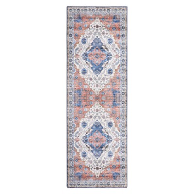Area Rugs for Living Room - Machine Washable Vintage Carpet, Non-Slip Low Pile Throw Rugs, Rubber Backing, for Bedroom, Dining Room, Kitchen