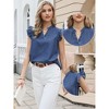 INSPIRE CHIC Women's Denim Cute Ruffled Cap Sleeve Collared V Neck Summer Casual Jean Blouses - 2 of 4