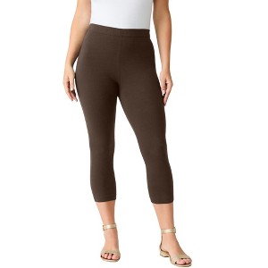 Roaman's Petite Plus Size Essential Stretch Capri Legging - 1 of 4