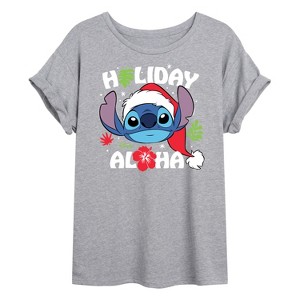 Women's - Lilo and Stitch - Holiday Aloha Oversized Graphic T-Shirt - 1 of 4