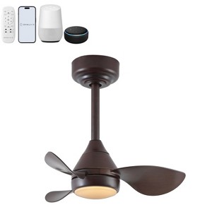 OVAL AIR Albini 22" Contemporary Minimalist 6-Speed Metal Mobile-App/Remote-Controlled Dimmable Smart Integrated LED Ceiling Fan - 1 of 4