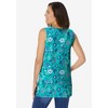Woman Within Plus Size Perfect Printed Sleeveless Shirred V-Neck Tunic - 3 of 4