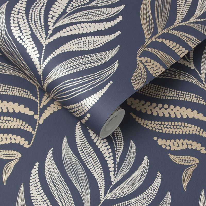 Botanica Midnight Navy Blue Leaves Tropical Paste the Wall Wallpaper, 3 of 5