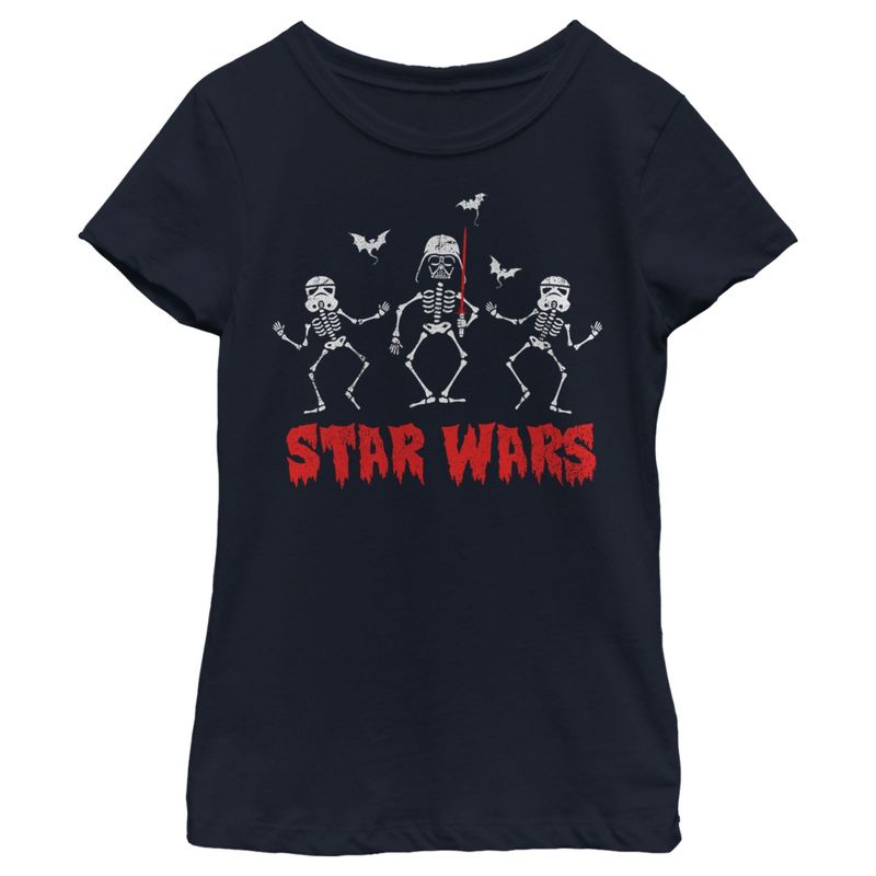 Girl's Star Wars Halloween Vader Skeletons T-Shirt, 1 of 5