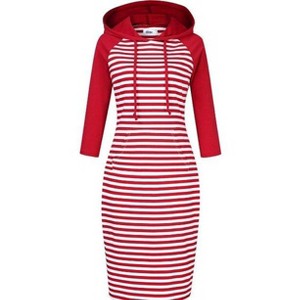 Women's Casual 3/4 Sleeve Hoodie Dress Casual Slim Pullover Knee Length Hoodie Dresses with Pocket - 1 of 4