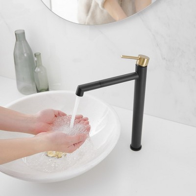 Matte Black and Gold Stainless Steel Single Handle Bathroom Faucet