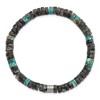 Chisel Stainless Steel Brushed Blue Sediment and Black Spectrolite Beaded Stretch Bracelet - 2 of 2