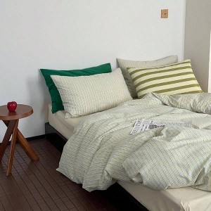 Vintage Geometric Striped Duvet Cover Set - 3 Piece Queen Size Bedding with Matching Pillowcases - 1 of 4
