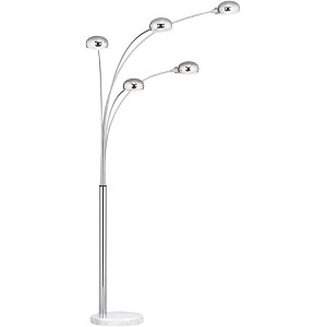 Possini Euro Design Infiniti Mid Century Modern 78" Tall Arc Floor Lamp with Smart Socket Chrome 5-Light Swivel Dome Shade for Living Room - 1 of 4