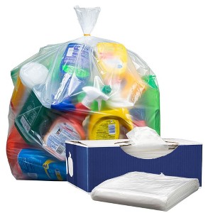 Plasticplace 95-96 Gallon, 2 Mil, Clear Heavy Duty Trash Bags, 61'' X 68'' (25 Count) - 1 of 3