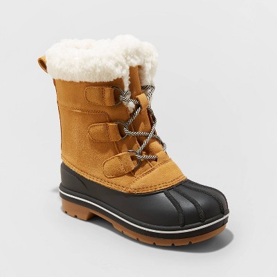 Girls' Kit Leather Winter Boots - Cat & Jack™ Tan 2 : Target
