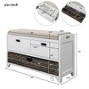 XINGHANZHENXUAN Storage Bench, Wood Shoe Bench with 2 Drawers, Removable Basket & Cushion, No Assembly Needed - 2 of 4