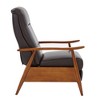 Faux Leather Wood Arm Recliner with Cushioned Headrest, Drop-In Coil Seating, and 3-Position Recline - 2 of 4