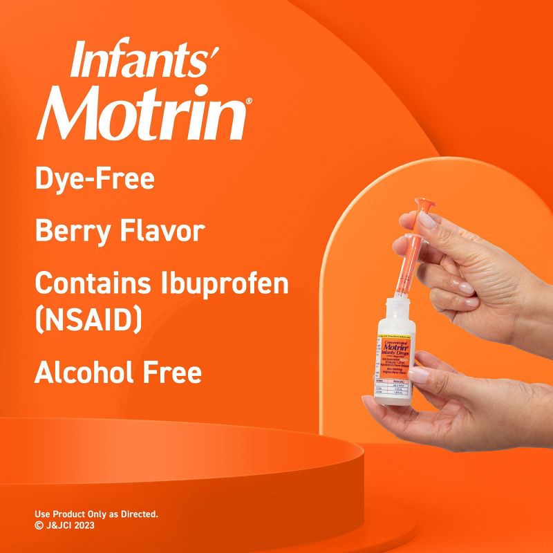 Infants' Motrin Dye-Free Pain Reliever/Fever Reducer Liquid Drops - Ibuprofen (NSAID) - Berry - 1 fl oz, 5 of 8