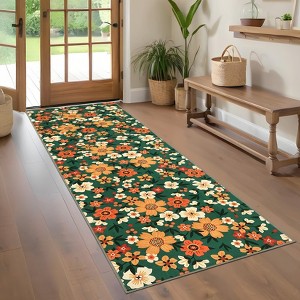 Farmhouse Floral Rug Washable Rug for Living Room/Bedroom - 1 of 4