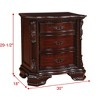 1pc Three Drawers Nightstand Intricate Moldings Beautifully Curved Silhouette Dark Cherry Finish Bedroom Solid Wood Furniture - 2 of 4