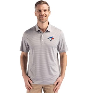 Toronto Blue Jays Cutter & Buck Forge Epic Confidence Fine Line Stripe Stretch Recycled Mens Polo - 1 of 1