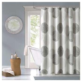 Cabrillo Geometric Print Microfiber Shower Curtain - Gray