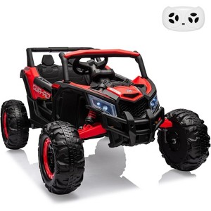 24V Kids Ride-On UTV Car with Remote Control, Spring Suspension, LED Lights, Music & USB, Metal Frame Battery Powered Electric Vehicle Toy - 1 of 4