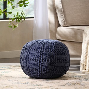 20''X 20''Round Pouf, Handcrafted Modern Design Ottomans Poufs, Ottomans Small For Living Room-Cuddlewood - 1 of 4