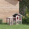 Wooden Rabbit Hutch with Waterproof Roof and Run,Outdoor Indoor Bunny Cage with Ramp and Removable Tray for 1 or 2 Rabbits - LAOTIES - 2 of 4