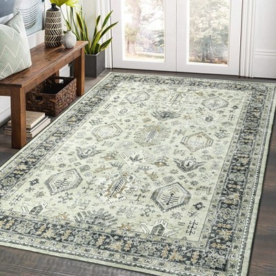Area Rugs Machine Washable Boho Rug Vintage Rugs Floral Rugs Soft Carpet