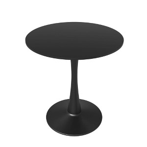 LeisureMod 24" Round MDF Wood Top Dining Table, Black Steel Base - 1 of 4