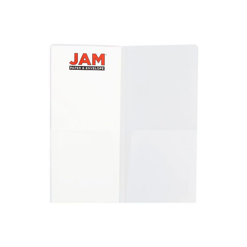 JAM Paper Heavy Duty Plastic Two-Pocket Mini Folders 4 1/4 x 9 1/8 Clear 96450B, 2 of 4