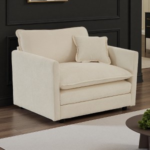 Chenille Accent Chair with Ottoman - 1 of 4