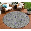 Olive Green Sage And Purple Floral Washable Indoor Outdoor Area Rug - 2 of 4