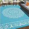 Waterproof Outdoor Rug - Reversible Plastic Straw w/ Leaf Pattern - For Patio, Deck, RV, Camping - 2 of 4