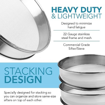 Stainless Steel Heavy Duty Flour Sifter with Fine Mesh