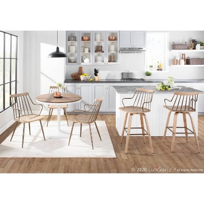 Preston White Washed Wood and Metal Swivel Counter Stool