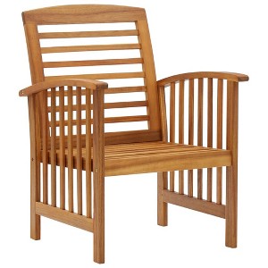 vidaXL Patio Chairs 2 Pcs Patio Dining Chair with Armrest Solid Wood Acacia - 2 - 1 of 4