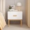 KWPZQEB Nightstand with Drawer, Mid Century Bedside Table with Wood Legs and Handle, Minimalist Display and Storage Organizer for Bedroom, White - 4 of 4