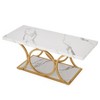 Lirago 47" Modern Rectangle Coffee Table Faux Marble Top 2-Tier Storage Gold Metal Legs Living Room Center Table White - 4 of 4