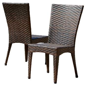 Brooke Set of 2 Wicker Patio Chairs - Multi Brown - Christopher Knight Home