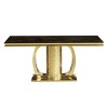 Modern Rectangular Dining Table with Black Tempered Glass Top, Gold Stainless Steel Frame for Dining Room or Kitchen-The Pop Home - 3 of 4